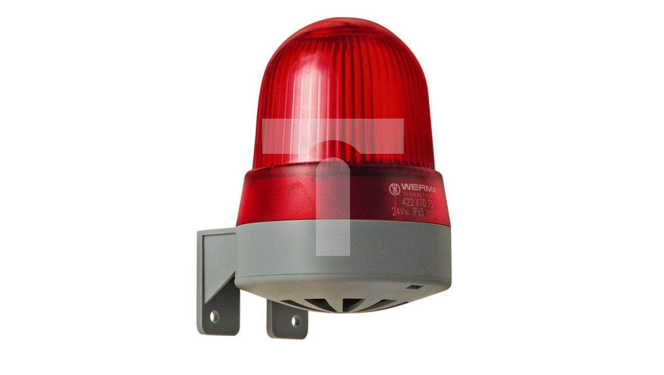 Sygnalizator akustyczno-optyczny czerwony LED stałe 92dB 2,3kHz 24V AC/DC IP65 422.110.75