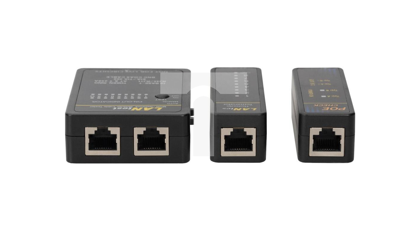 Tester kabli sieciowych LAN RJ45 PoE + BNC z diodami LED DIGITUS