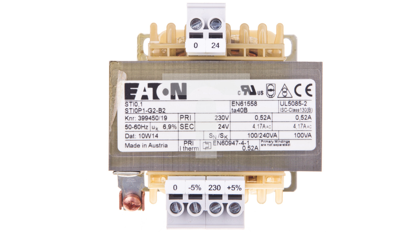 Transformator 1 fazowy 100VA 230 24V STI0 1 230 24 046629 EATON TIM SA transformator-1-fazowy-100va-230-24v-sti0-1-230-24-046629-eaton-tim-sa