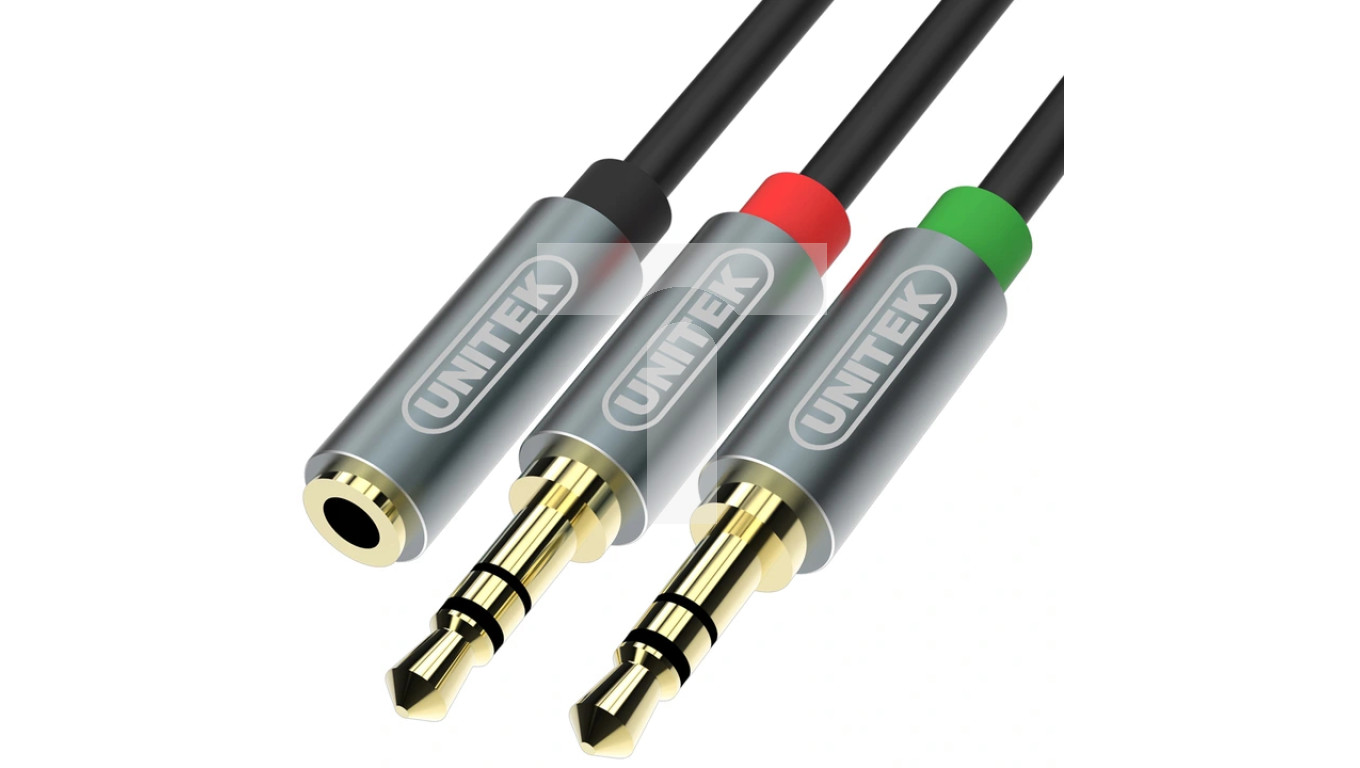 UNITEK Adapter AUX mini Jack 3,5mm 4-polowy (gniazdo) / 2x mini Jack 3 ...