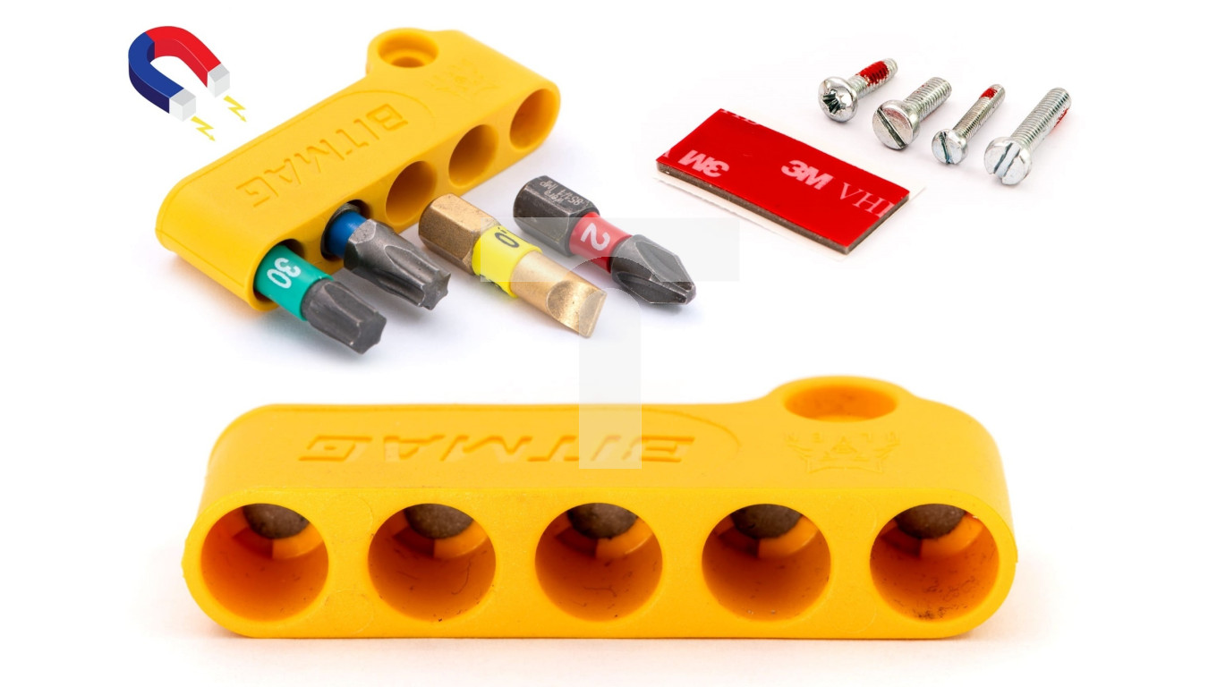 Uchwyt kompozytowy magnetyczny magazynek na bity żółty BITMAG
