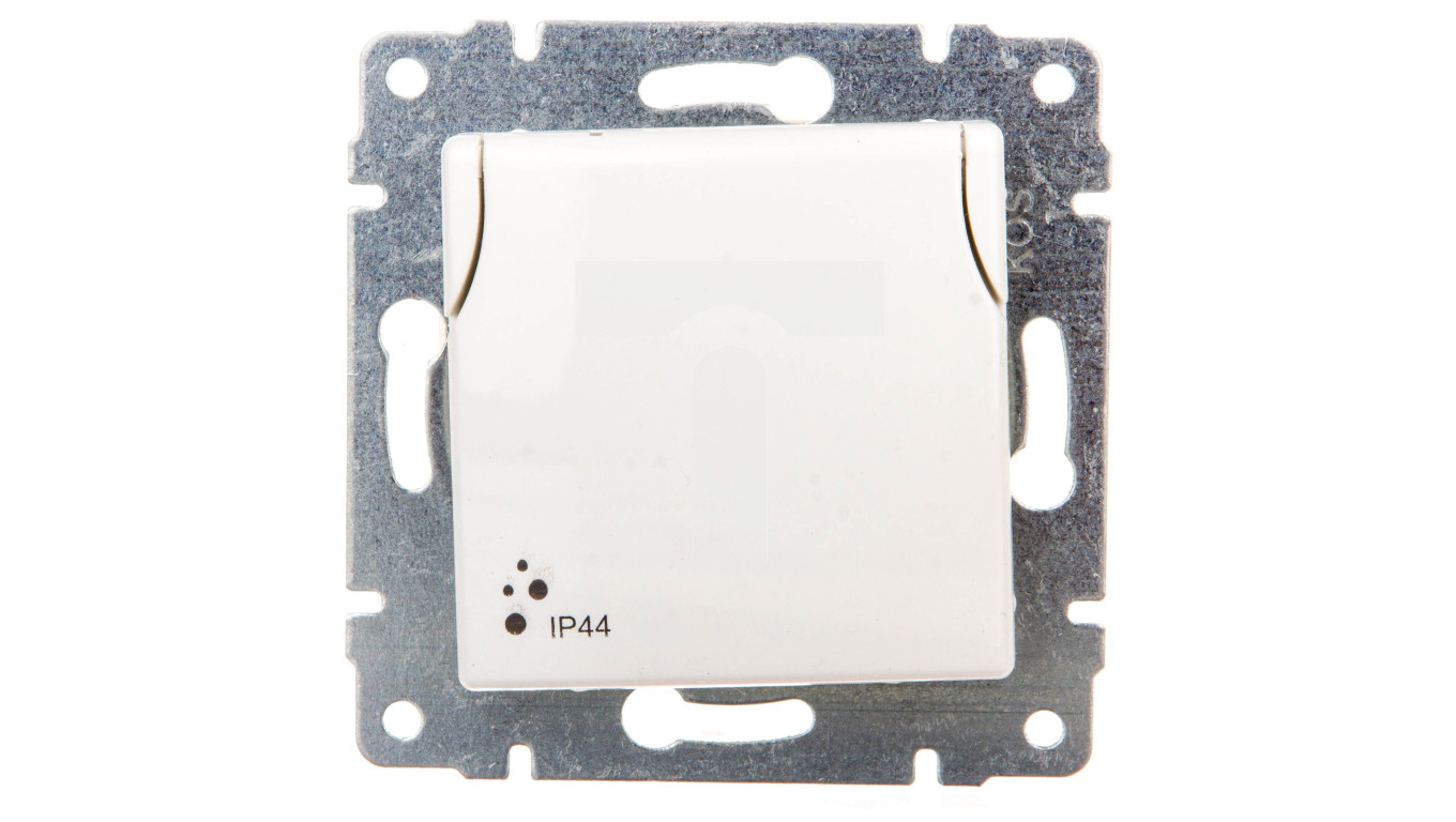 VENA Gniazdo bryzgoszczelne z/u IP44 z przesłonami klapka białe 510439