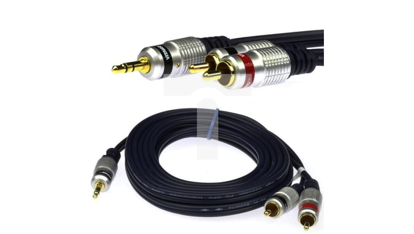 Câble Audio VITALCO Jack 6.35mm Vers 2x RCA 5m - Connecteurs Dorés 24 Carats - Qualité Studio