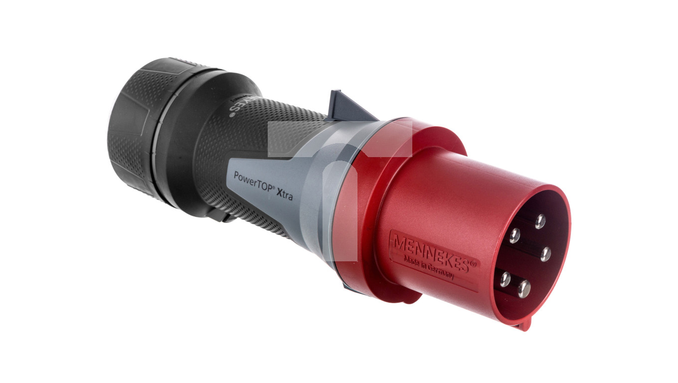 MENNEKES 13112 Power TOP Xtra Kontakt Med Gummerat Omru00e5de, IP 44-skydd, 6 Timmar Jorden Position, 5 Pol, 63 A Stru00f6m, 400 V, Ru00f6d