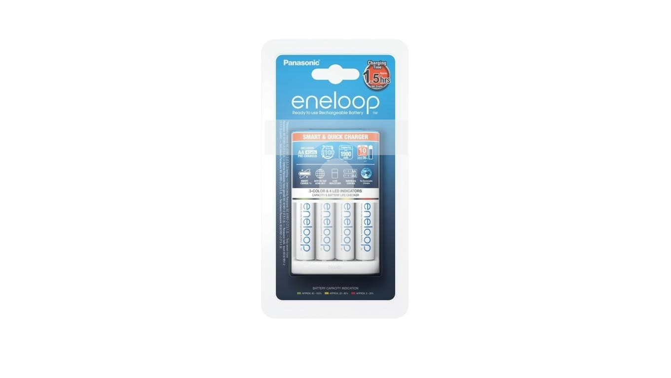 Caricabatterie Eneloop SmartPlus - Per AA/AAA, Ricarica In 1.5h - Con 4 Batterie AA Incluse - Foto 2