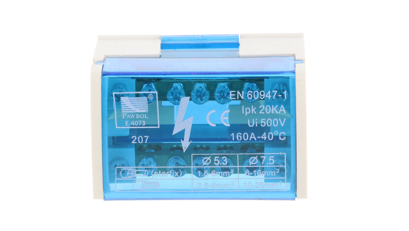 Distribution Block 100A 500V 2P 7 Terminals E.4073