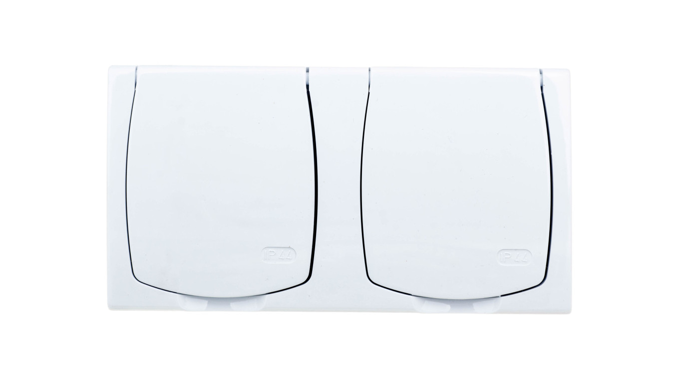 Airtight Double Socket with/u IP44 Flap MADERA GNH-2NZ/00/w