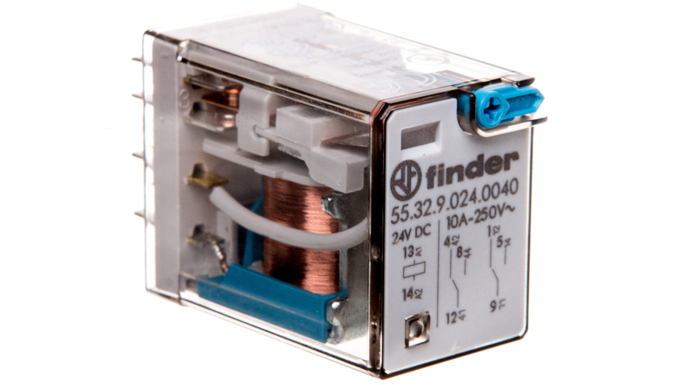 2P 10A Miniature Relay 24V DC Button 55.32.9.024.0040