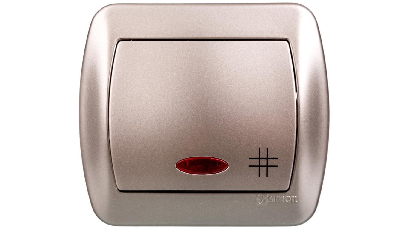 Simon Akord Cross switch with backlight 10AX 250V satin met /T2UK