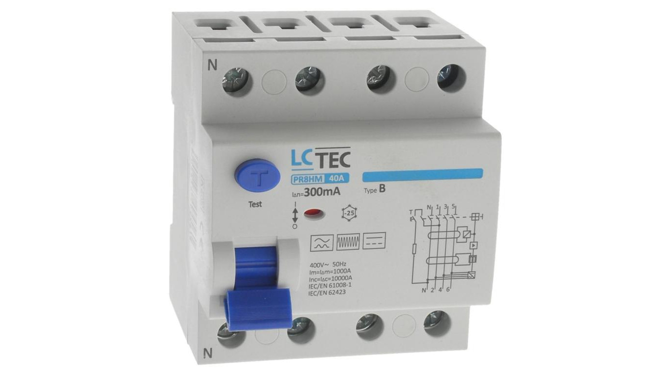 Residual Current Switch 3P+N 4P 40A 300mA Type B 10kA 494561