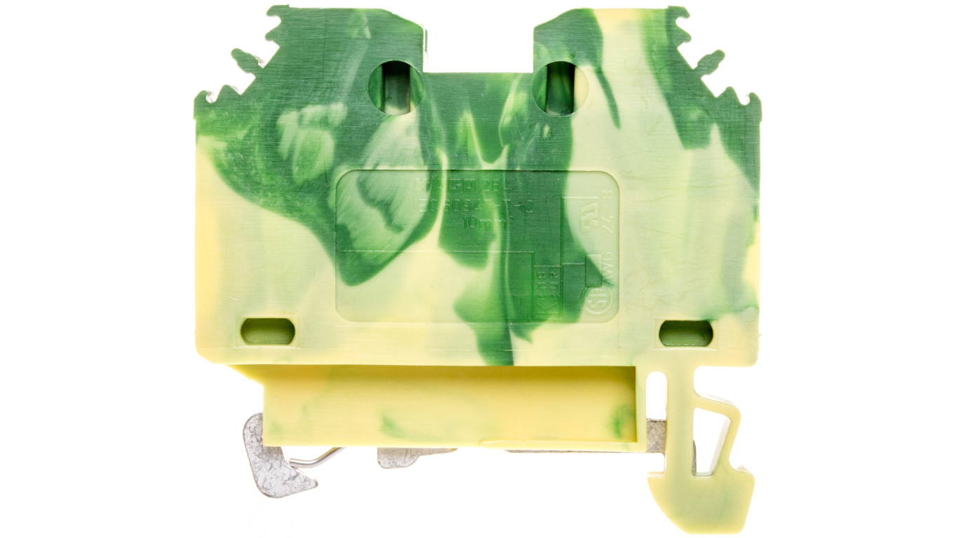 Connector 2-wire 10mm² yellow-green 284-107