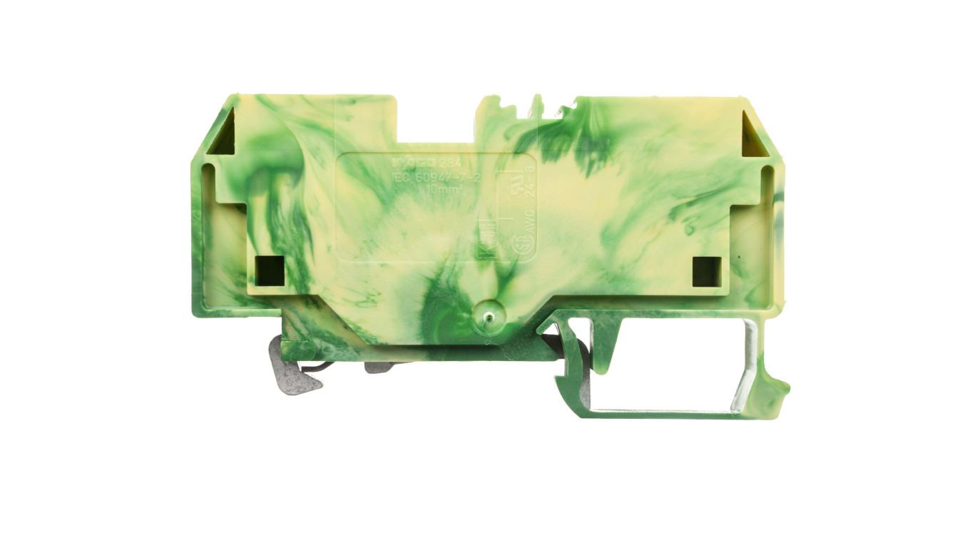 Connector 2-wire 10mm² yellow-green 284-907