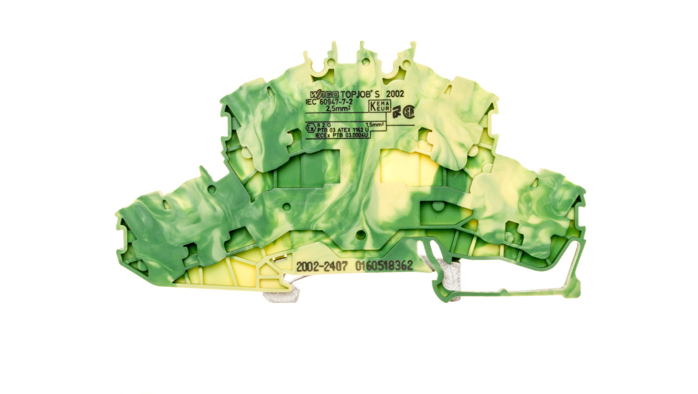 Rail Connector 2 Tier 2.5mm² Yellow Green 2002-2407 TOPJOBS