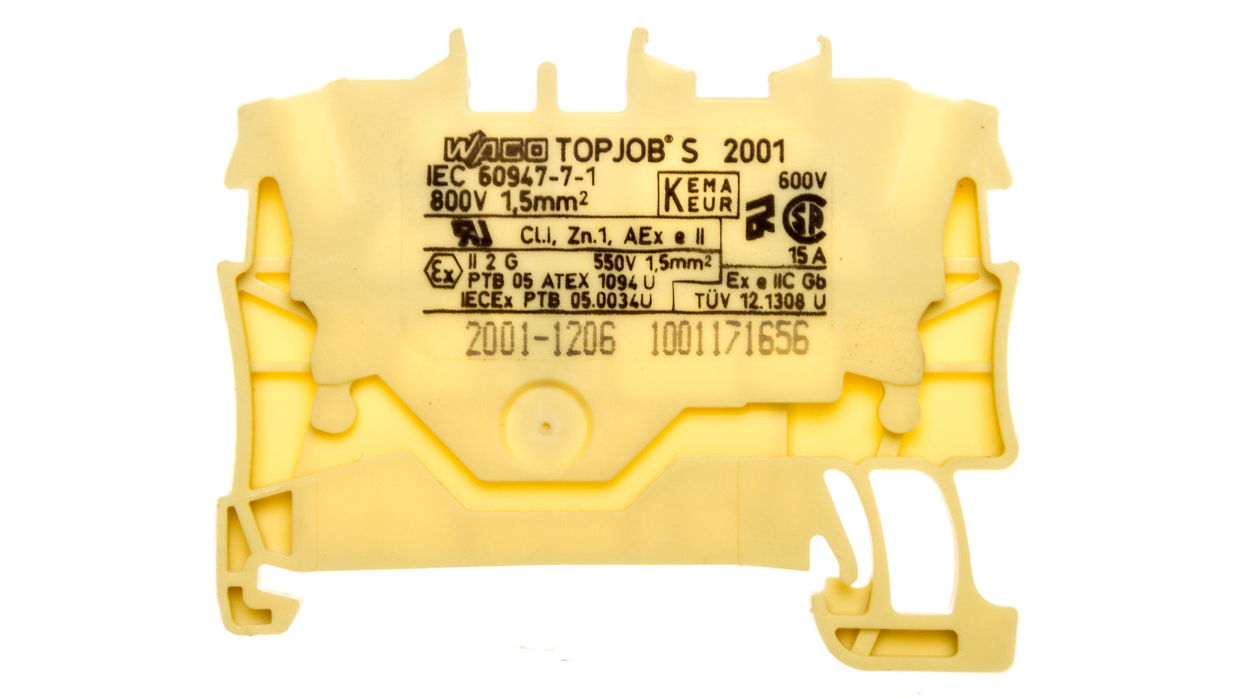 Rail Connector 2 Core 1.5mm² Yellow 2001-1206 TOPJOBS