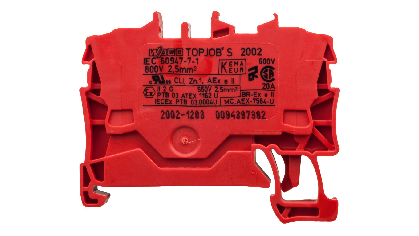 Rail Connector 2 Core 2.5mm² Red 2002-1203 TOPJOBS