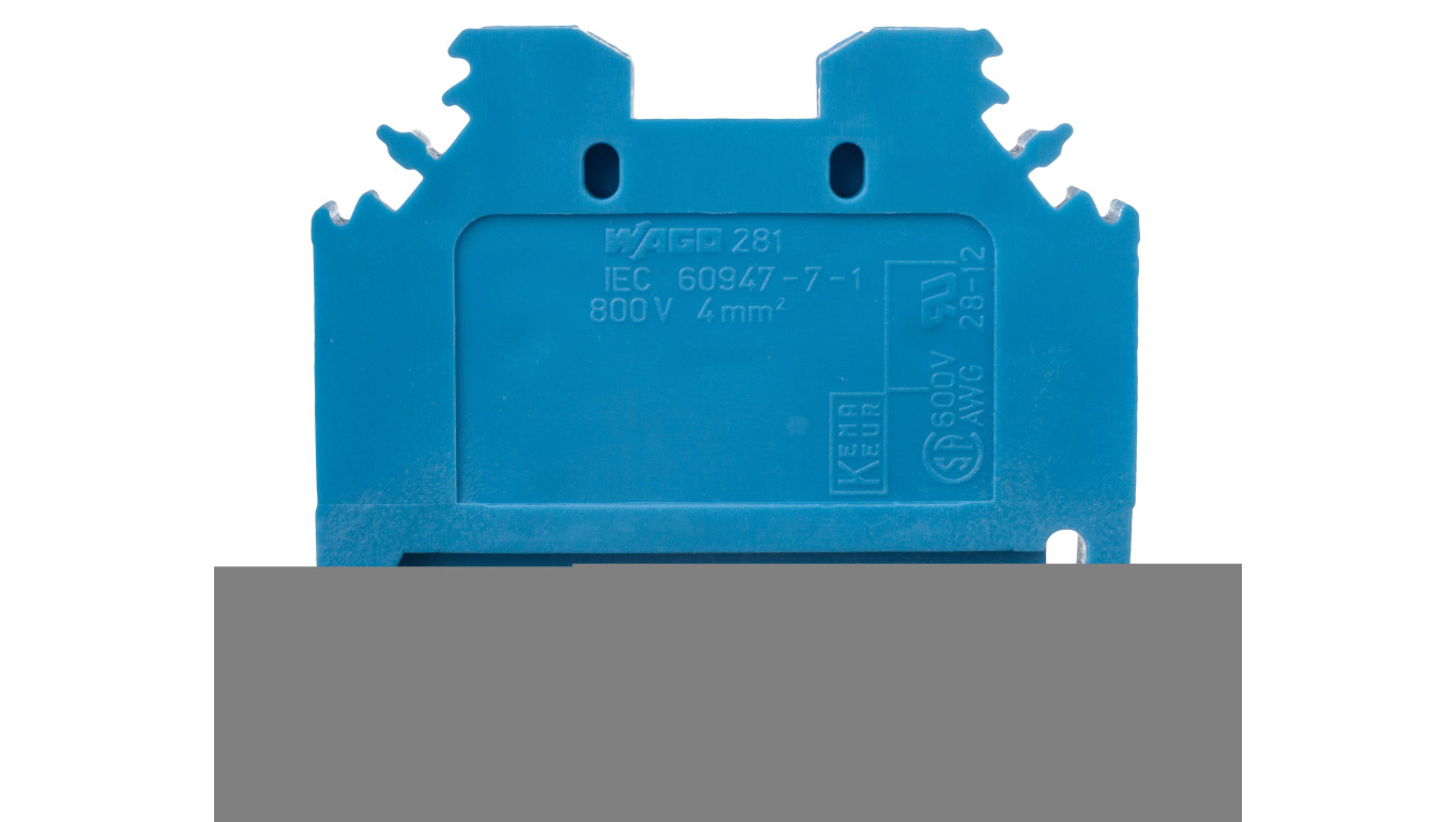 Rail Connector 2 Core 4mm² Blue 281-104