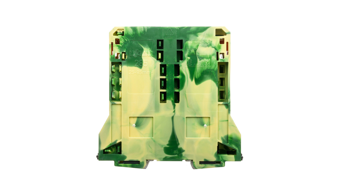Rail connector 2-wire PE 95mm² yellow-green 285-197