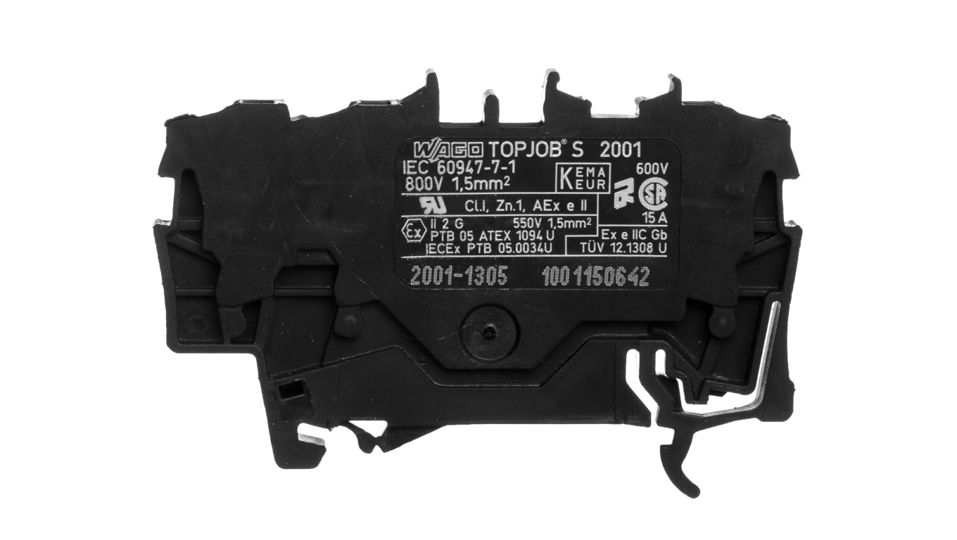 Rail Connector 3 Core 1.5mm² Black Topjobs 2001-1305