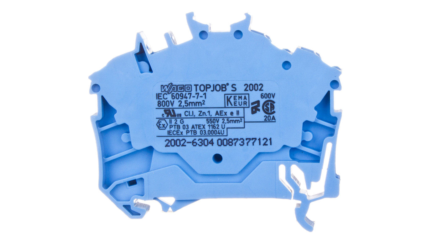 Rail Connector 3 Core 2.5mm² Blue 2002-6304 TOPJOBS