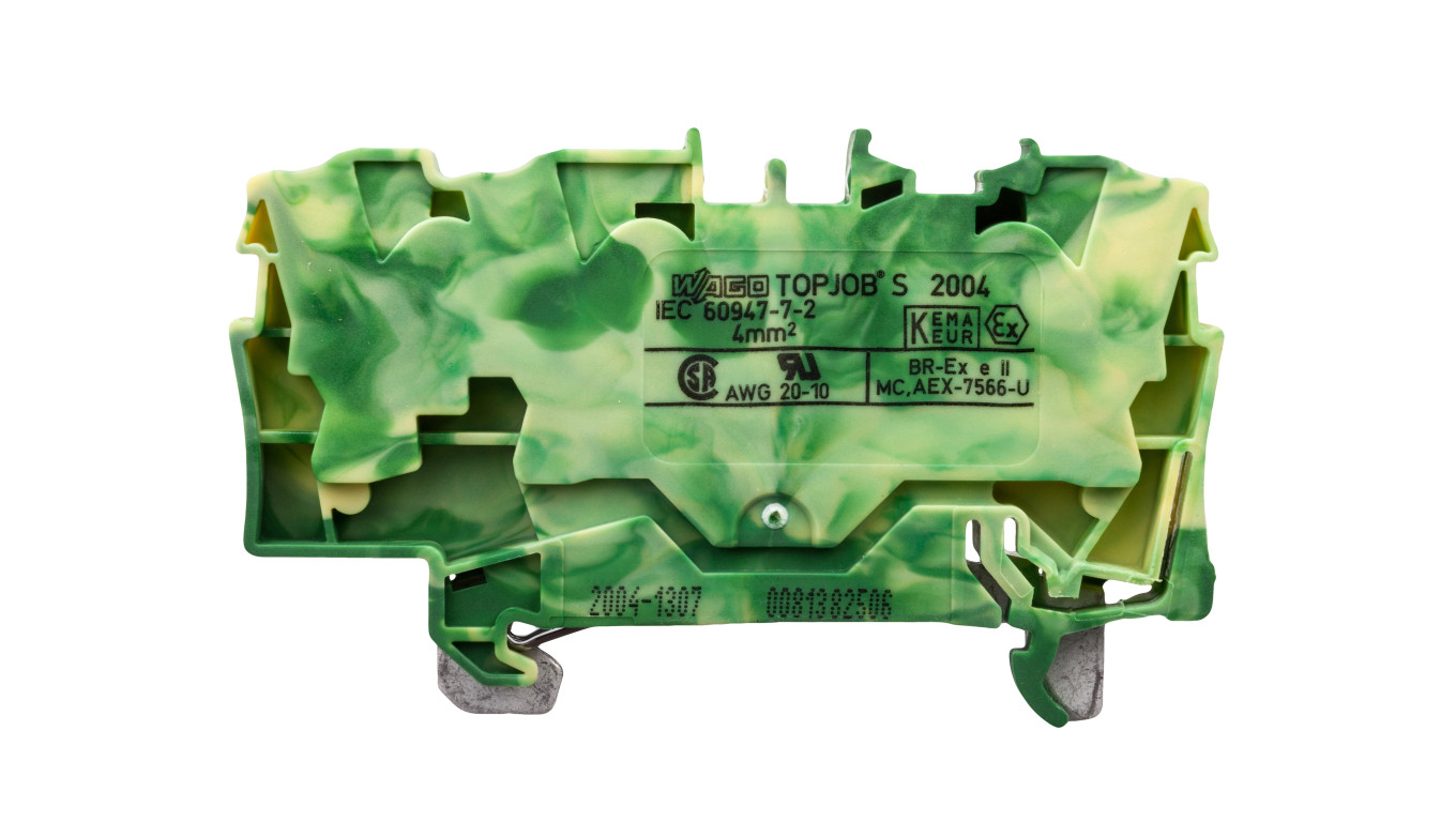 Rail Connector 3 Core 4mm² Yellow Green 2004-1307 TOPJOBS