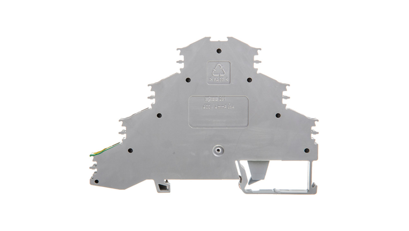 Rail Connector 4 Tier 4mm² L1 L2 L3 PE Grey 281-530