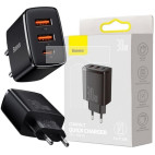BASEUS Ładowarka sieciowa 2x USB (1x5V / 3A, 1x9V / 2A) Quick Charge 3.0, 1x USB-C PD 3.0 iQ Smart Charging 30W