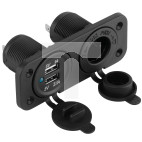 Gniazdo do zapalniczki samochodowej 12V/24V + ładowarka samochodowa 2x USB 5V / 2,1A + 1A do montażu