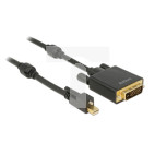 KABEL DISPLAYPORT MINI(M) V1.2 ZE ŚRUBĄ->DVI-D(M)(24+1) 2M 4K AKTYWNY CZARNY DUAL LINK DELOCK