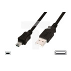 Kabel połączeniowy miniUSB 2.0 /Canon/ Typ USB A/miniUSB B(5pinów), M/M czarny 3m AK-300130-030-S