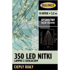 Lampki choinkowe 350 LED NITKI lampki z zasilaczem ciepłybiały 10-098