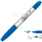 Marker permanentny dwustronny 2w1 niebieski z końcówkami 0,5/1,0mm wodoodporny Sharpie Twin Tip