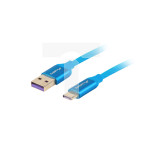 Przewód połączeniowy USB 2.0 HighSpeed USB-C - USB-A 1m niebieski PREMIUM 5A