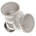 Rozgałeźnik adapter żarówki E27/2xE27 biały