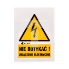 Samoprzylepna tabliczka ostrzegawcza /Nie dotykać urządzenie elektryczne 52x74/ 1EOA/Q1/F