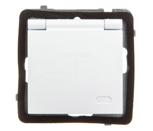 AS Gniazdo bryzgoszczelne z/u Schuko IP44 klapka biała GPH-1GS/m/00/w