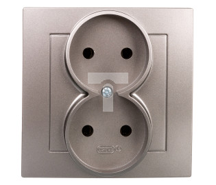 AS Gniazdo podwójne b/u satyna light GP-2G/45