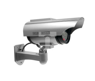 Atrapa kamery monitorującej CCTV, bateryjna, srebrna , z panelem solarnym OR-AK-1207/G