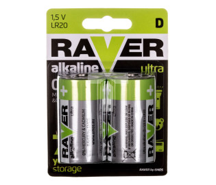 Bateria alkaliczna LR20 / D 1,5V RAVER ULTRA B7941 /blister 2szt./