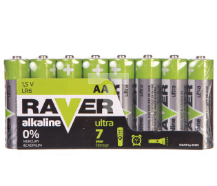 Bateria alkaliczna LR6 / AA 1,5V RAVER ULTRA B79218 /opakowanie 8szt./