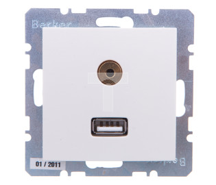 Berker/B.Kwadrat Gniazdo USB 3,5mm Audio kremowe połysk 3315398982