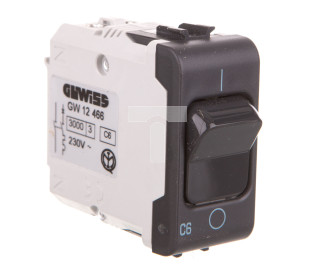 CHORUS Łącznik 6A z członem nadprądowym 2P C 6A 3kA 1 moduł czarny GW12466 ELIT00827