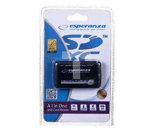 Czytnik kart Esperanza EA117 (Zewnętrzny Memory Stick Duo, MicroSD (przez adapter), MMC, SD, SDHC, SDXC)