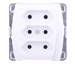 GAZELA Gniazdo potrójne b/u 2,5A EURO białe GP-3J/m/00