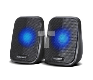 Głośniki komputerowe 6W USB minijack Black Audiocore AC835 LED