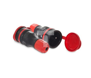 Gniazdo przenośne z klapką 16A 2P+Z 250V IP54 czarny/czerwony GN-54 W-97978