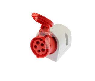 Gniazdo stałe 16A 5P 400V czerwone IP44 115-6
