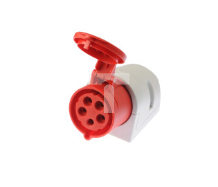 Gniazdo stałe 32A 5P 400V czerwone IP44 125-6