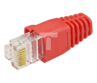 Gumowa osłonka wtyku RJ45 czerwona WORECZEK 100szt.