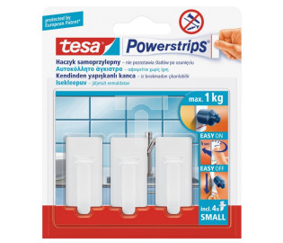 Haczyk samoprzylepny POWERSTRIPS kwadratowy, mały, biały /3szt./