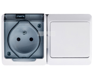 Hermes Łącznik schodowy + gniazdo z/u IP44 GNT 0327-11